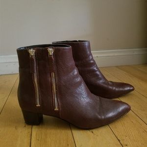 Women's Nine West Wine Leather Booties 7 1/2